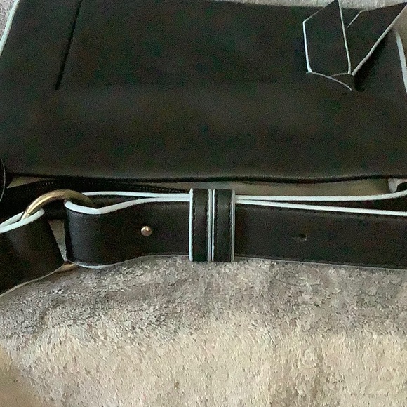 liv. by Olivia + Joy black leather crossbody with baby blue trim - Picture 9 of 12